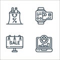 sales line icons. linear set. quality vector line set such as targeted marketing, sale, payment