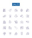 Sales line icons signs set. Design collection of Sales, Merchandising, Profits, Purchasing, Retailing, Marketability