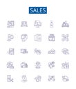 Sales line icons signs set. Design collection of Sales, Merchandising, Profits, Purchasing, Retailing, Marketability