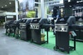 Grills made by Broil King presented on stand. Exhibition Dacha and Sauna. Kyiv, Ukraine