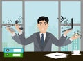 Sales manager working in the office vector icon. Profession of sales manager concept illustration. Man in grey suit with Royalty Free Stock Photo