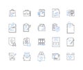 Sales paperwork line icons collection. Invoicing, Receipts, Quotations, Orders, Sales agreements, Contracts, Purchase