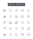 Sales people line icons collection. Sales reps, Marketing agents, Client managers, Business developers, Revenue