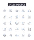Sales people line icons collection. Sales reps, Marketing agents, Client managers, Business developers, Revenue