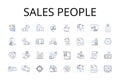 Sales people line icons collection. Sales reps, Marketing agents, Client managers, Business developers, Revenue