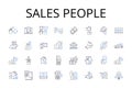 Sales people line icons collection. Sales reps, Marketing agents, Client managers, Business developers, Revenue