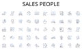 Sales people line icons collection. Browsers, Netizens, Cybercitizens, Gamers, Streamers, Surfers, Searchers vector and