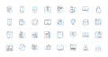 Sales performance linear icons set. Quotas, Metrics, Conversions, Targets, Pipeline, Revenue, Forecasting line vector
