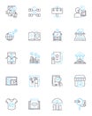 Sales performance linear icons set. Target, Conversion, Pipeline, Forecast, Quota, Prospecting, Metrics line vector and