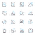 Sales performance linear icons set. Target, Conversion, Pipeline, Forecast, Quota, Prospecting, Metrics line vector and