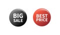 Sales pin badges. Circled badging button, 3d glossy price tag. Big sale, best price vector badges. Isolated on white background Royalty Free Stock Photo