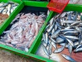 Sales of pindang fish, squid and shrimp Royalty Free Stock Photo