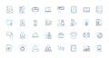 Sales plan linear icons set. Strategy, Revenue, Target, Forecast, Pipeline, Prospects, Conversion line vector and