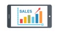 Sales Progress Bar Chart on Tablet, vector design Generative AI Royalty Free Stock Photo