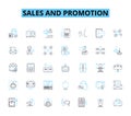 Sales and promotion linear icons set. Advertising, Promotion, Marketing, Sales, Discounts, Offers, Bargains line vector