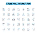 Sales and promotion linear icons set. Advertising, Promotion, Marketing, Sales, Discounts, Offers, Bargains line vector