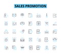 Sales promotion linear icons set. Discount, Clearance, Sale, Rebate, Coupon, Freebie, BOGO line vector and concept signs