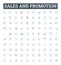 Sales and promotion vector line icons set. Sales, Promotion, Advertising, Marketing, Prospecting, Lead-Generation