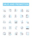 Sales and promotion vector line icons set. Sales, Promotion, Advertising, Marketing, Prospecting, Lead-Generation
