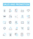 Sales and promotion vector line icons set. Sales, Promotion, Advertising, Marketing, Prospecting, Lead-Generation
