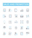 Sales and promotion vector line icons set. Sales, Promotion, Advertising, Marketing, Prospecting, Lead-Generation