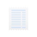 Sales receipt 3d icon. Paper pay slip with jagged ends