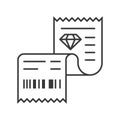 Sales receipt of jewelry store, jewelry related, outline icon