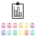 Sales report graph chart colourful set