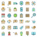 After sales service icons set vector color line