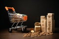 sales and shopping concept. CPI, shopping cart . gross domestic product gdp, consumer economy