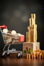 sales and shopping concept. CPI, shopping cart . gross domestic product gdp, consumer economy