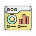 Sales Statistics Icon Vector Illustration. Flat Outline Cartoon. Shopping and Ecommerce Icon Concept Isolated Premium Vector Royalty Free Stock Photo