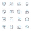 Sales strategies linear icons set. Upsell, Cross-sell, Discounting, Bundling, Prospecting, Pipeline, Forecasting line