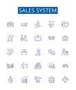 Sales system line icons signs set. Design collection of Sale, System, Automation, Management, Tracking, Forecasting