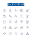 Sales system line icons signs set. Design collection of Sale, System, Automation, Management, Tracking, Forecasting