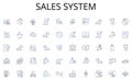 Sales system line icons collection. Expansion, Growth, Investment, Takeover, Mergers, Expansionism, Globalization vector Royalty Free Stock Photo
