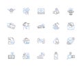 Sales system outline icons collection. Sale, System, Automated, Process, Ordering, Tracking, Purchasing vector and