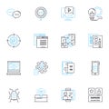 Sales tactics linear icons set. Persuasion, Closing, Objections, Negotiation, Pitch, Trust, Follow-up line vector and