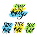 Sales tag for Shopping decoration. Calligraphy banner elements. Discount icons. Royalty Free Stock Photo