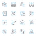 Sales tax linear icons set. Taxation, Revenue, Government, Regulations, Accounting, Compliance, Deduction line vector