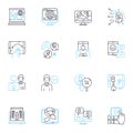 Sales technique linear icons set. Persuasion, Negotiation, Closing, Rapport, Pitching, Confidence, Listening line vector