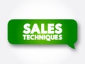 Sales Techniques text message bubble, concept background