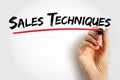 Sales Techniques text quote, concept background