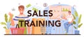 Sales training typographic header. Sales stimulation for comercial profit