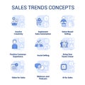 Sales trends light blue concept icons set Royalty Free Stock Photo