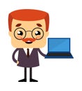Salesman Boss Guy - Presenting a Laptop