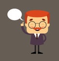 Salesman Boss Guy - Smiling and Pointing to Speech Bubble