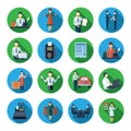 Salesman flat round icons set