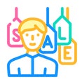 salesman shop season discount color icon vector illustration
