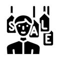 salesman shop season discount glyph icon vector illustration